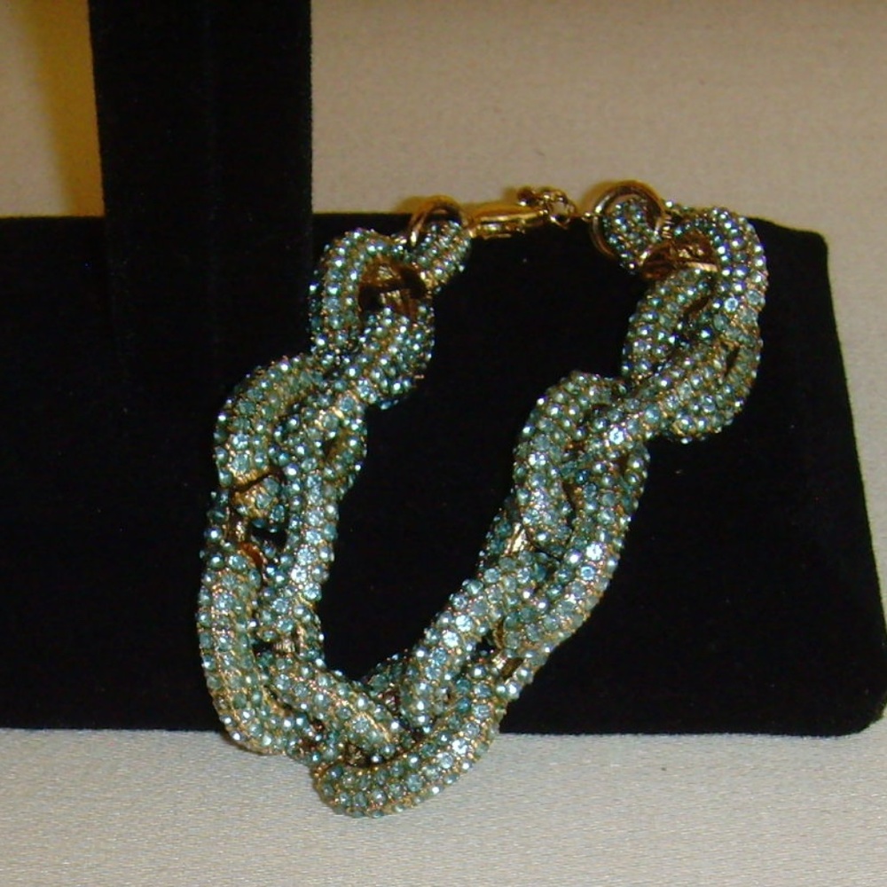 BaubleBar Blue Rhinestone Link Chain Bracelet NEW!